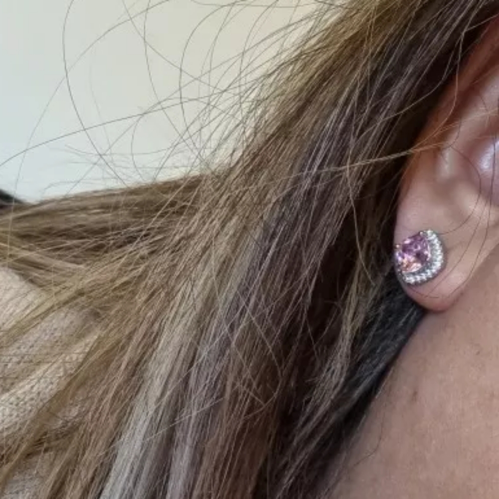New Sparkling Silver Square Zirconia Earrings - Picture 8 of 8